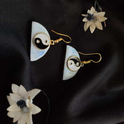 Handcrafted Yin and Yang Heart Earrings.
