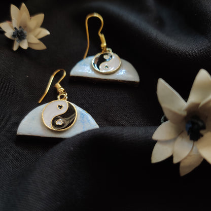 Handcrafted Yin and Yang Heart Earrings.