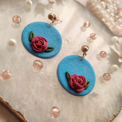 Hand made Clay Rose Earrings