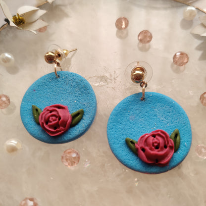 Hand made Clay Rose Earrings