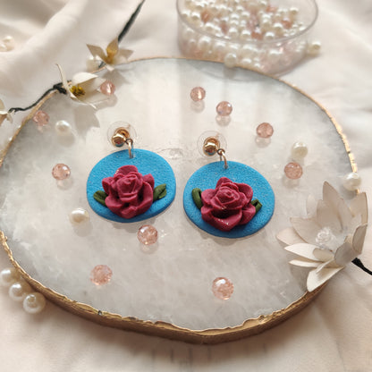 Hand made Clay Rose Earrings