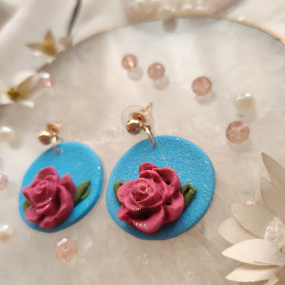 Hand made Clay Rose Earrings