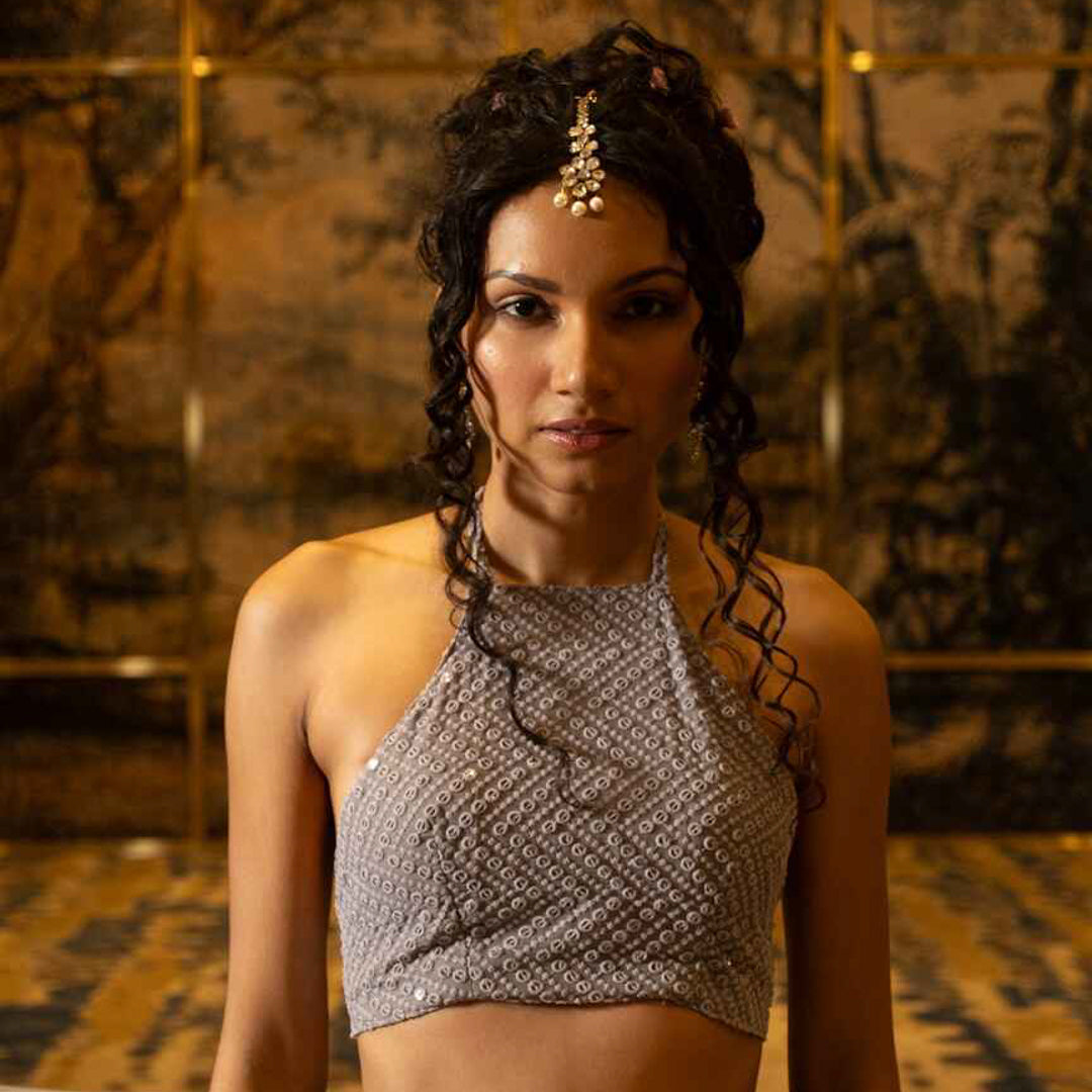 Lavender and silver lehenga