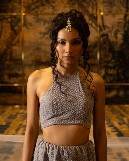 Lavender and silver lehenga
