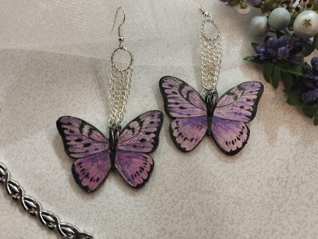 Purple Butterfly Earrings