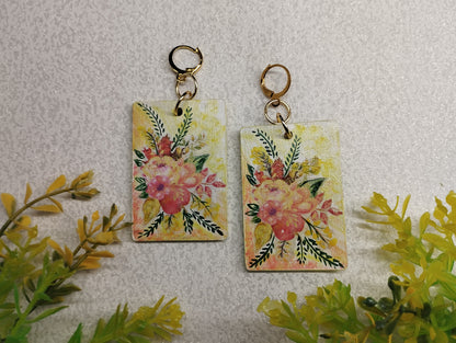 Rectangular Floral Earrings