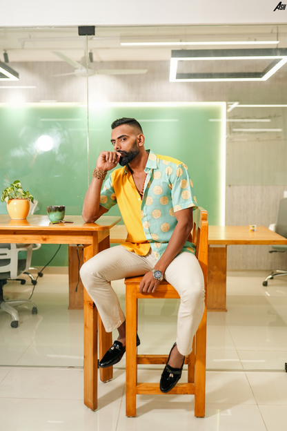 Half and Half Lemon Print Shirt