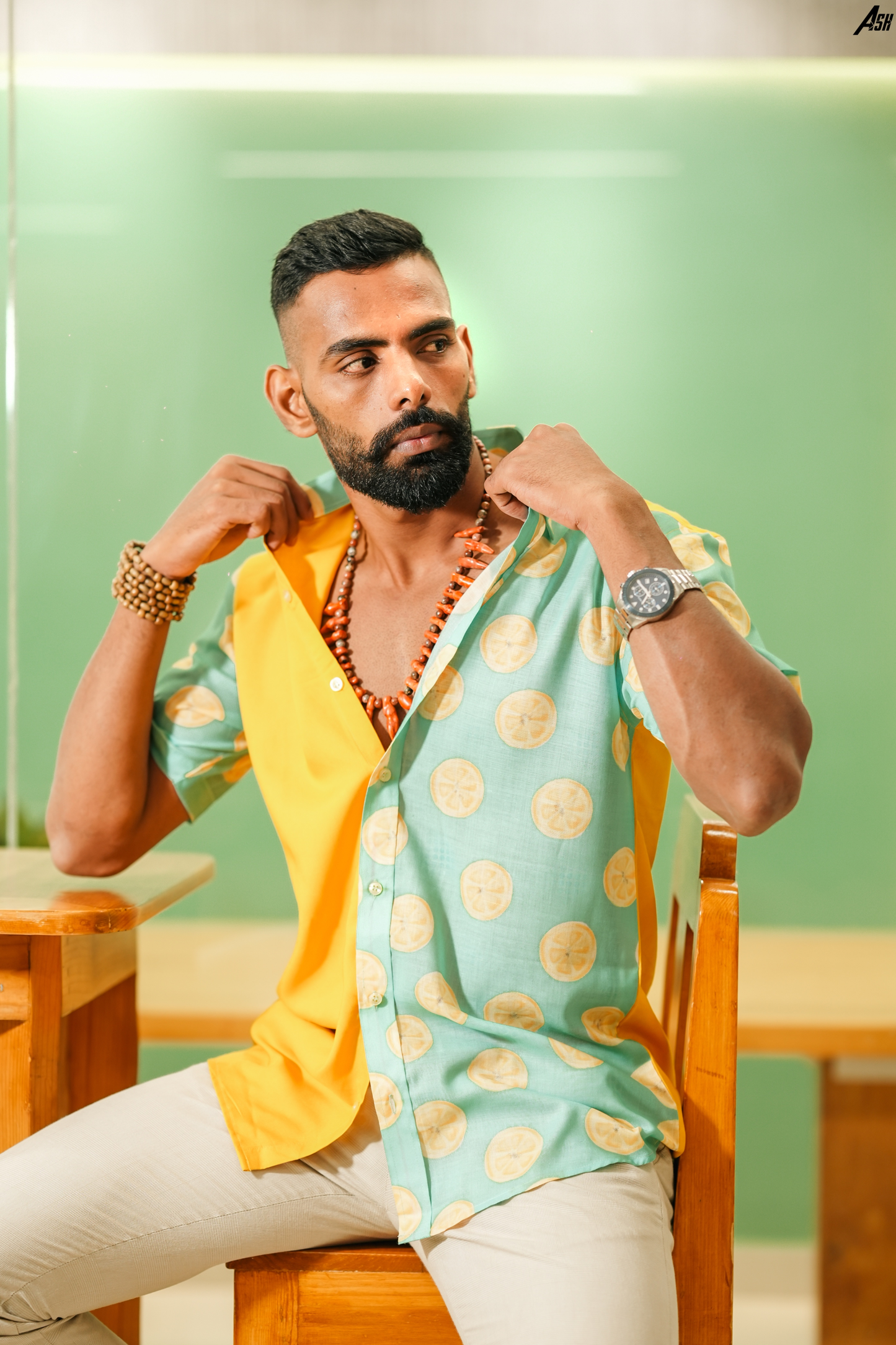 Half and Half Lemon Print Shirt