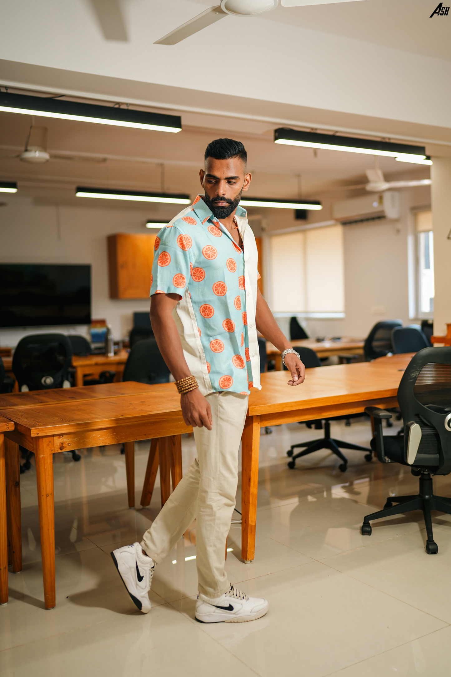 Half and Half White and Blue Tangerine Shirt