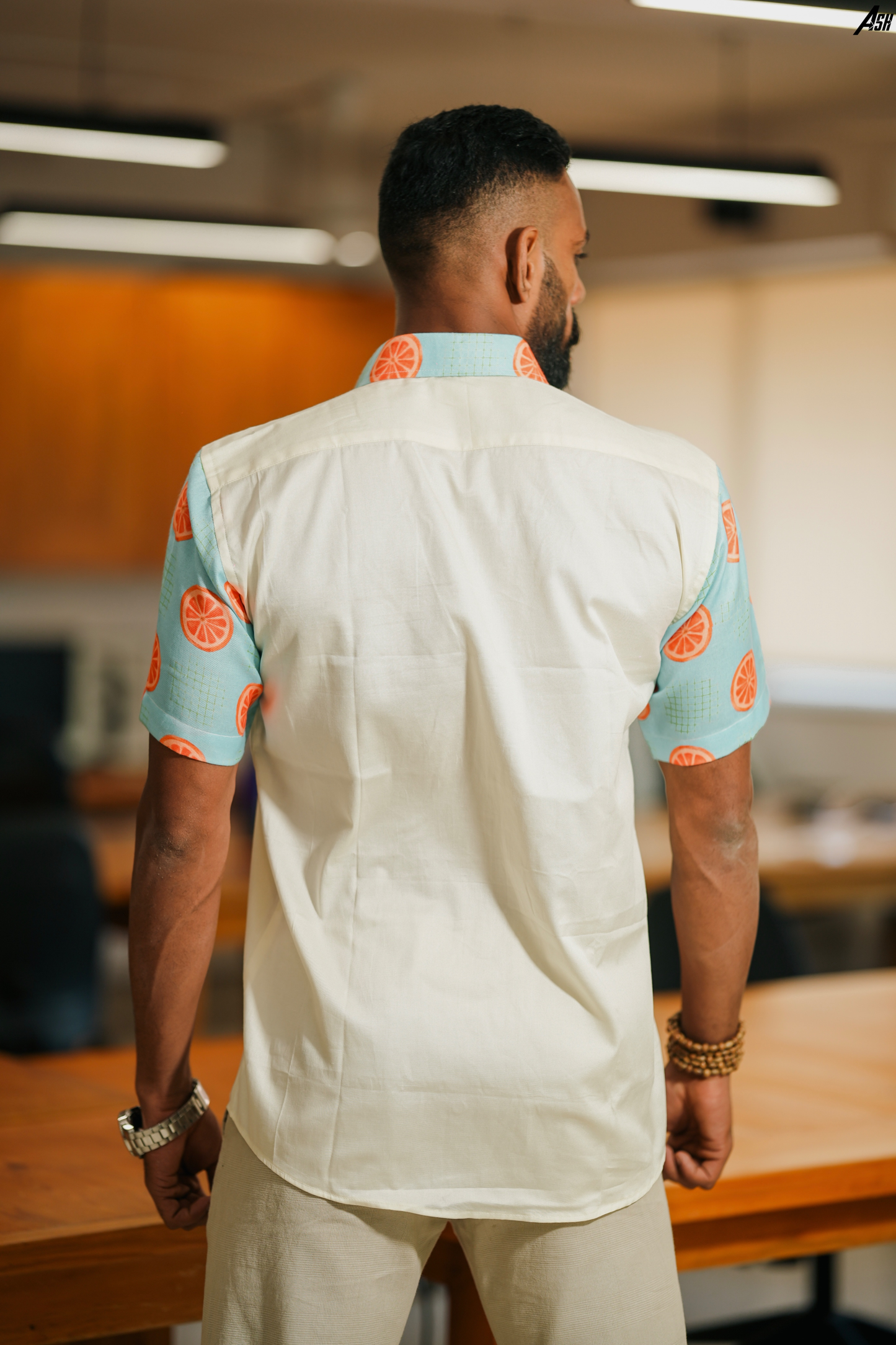 Half and Half White and Blue Tangerine Shirt