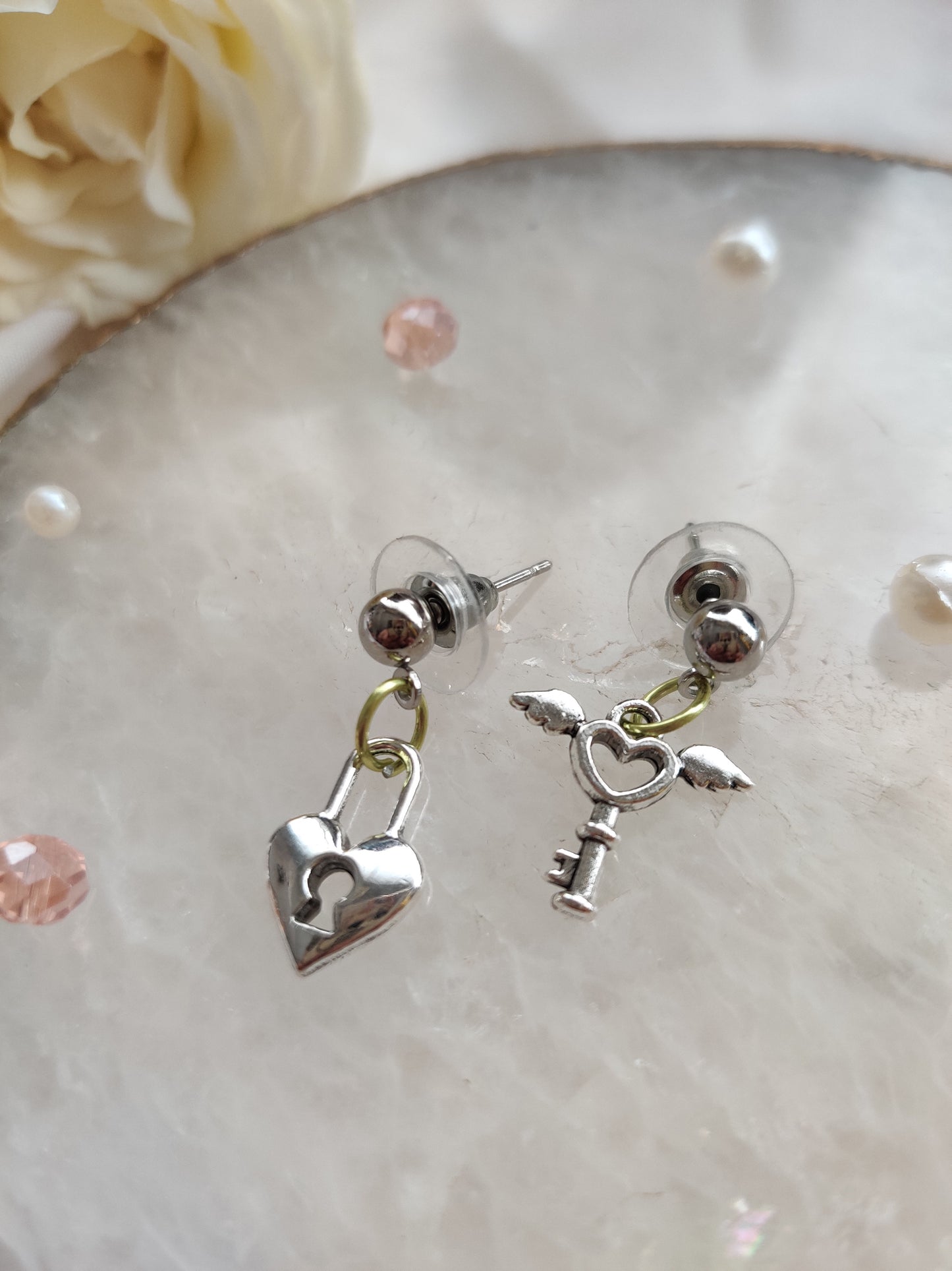 Metal Lock and key Earrings