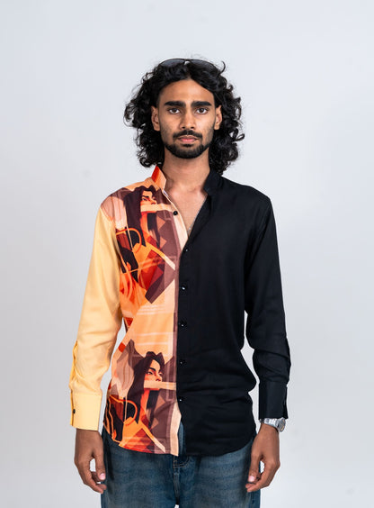 Eastern warriors half and half black and orange full sleeve shirt