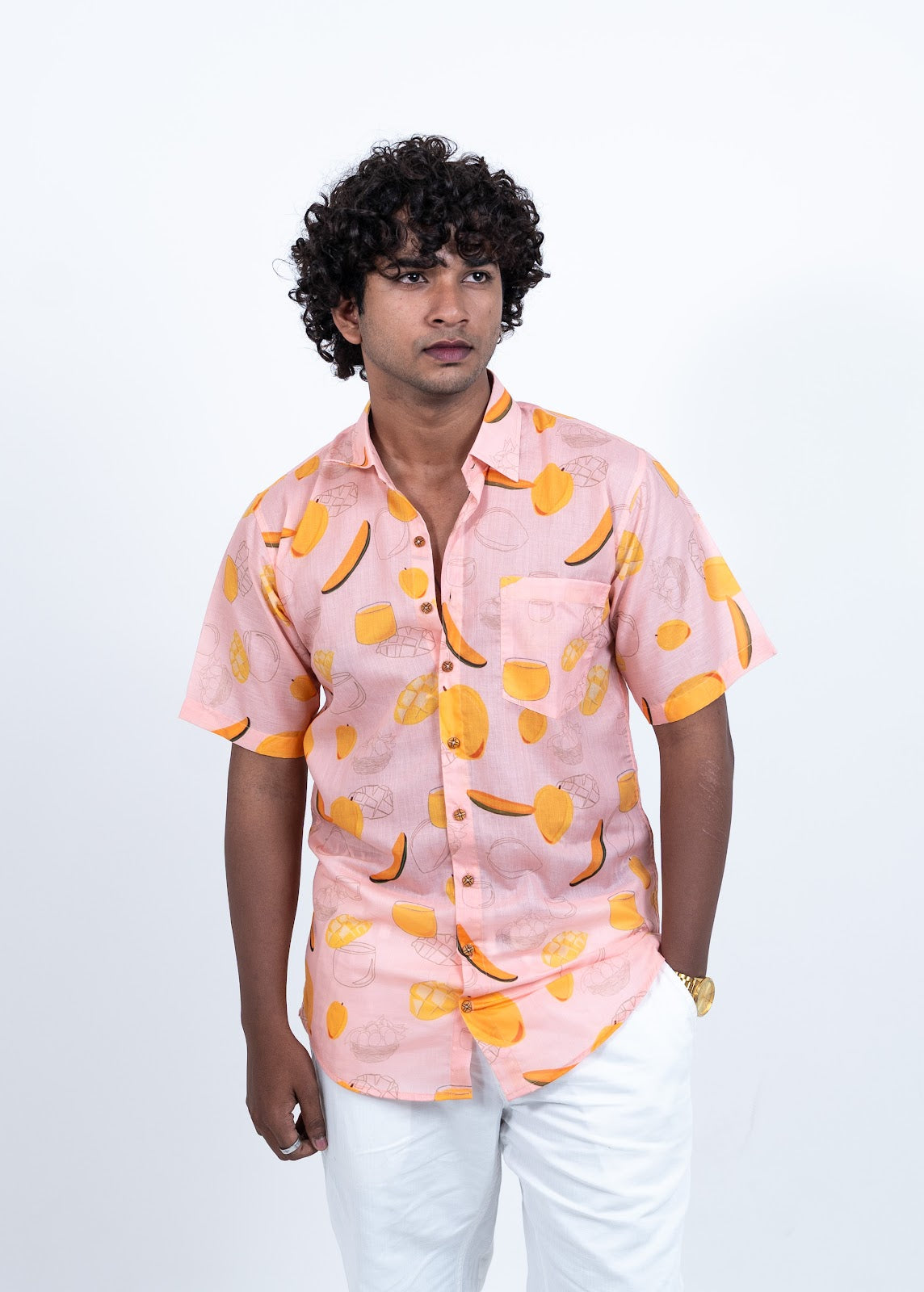 OGAF Mango short sleeved printed shirt with left pocket
